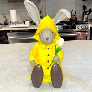 FAO SCHARZ Easter Bunny In RainCoat & Boots Flower Ceramic
